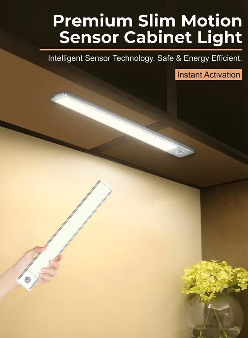 Fullight LED Motion Sensor Magnetic Cabinet Light with Remote Control, Rechargeable 3-Color Dimmable Stick-On Light for Closets, Cabinets, Bedside and Study Areas - Image 3